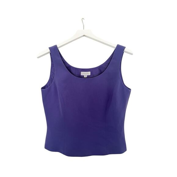 Tahari Arthur S Levine Purple Structured Scoopneck Tank Top Blouse Size 8 - Picture 1 of 6